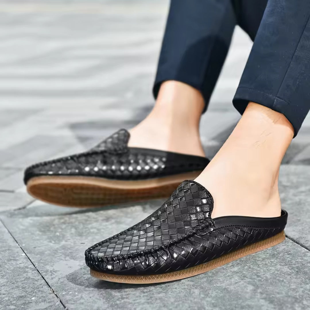 Enzo Woven Leather Slides