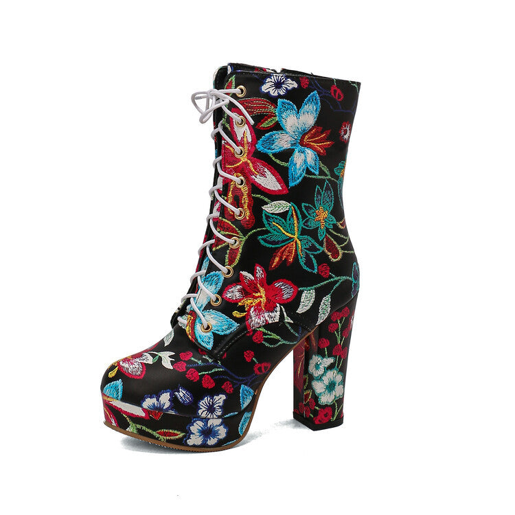 Noemi Floral Platform Boots